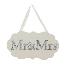 Amore MDF Plaque with Crystals 28cm x 16cm - MR & MRS